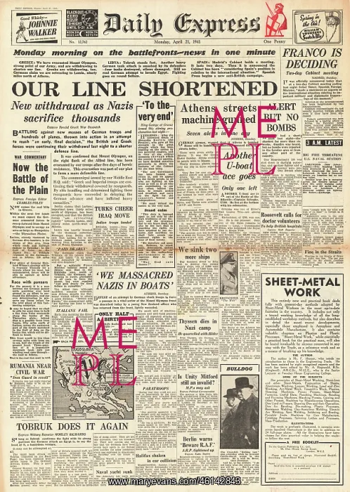 : 1941 Daily Express Situation in Greece is serious : 1941 Daily Express Situation in Greece is serious
