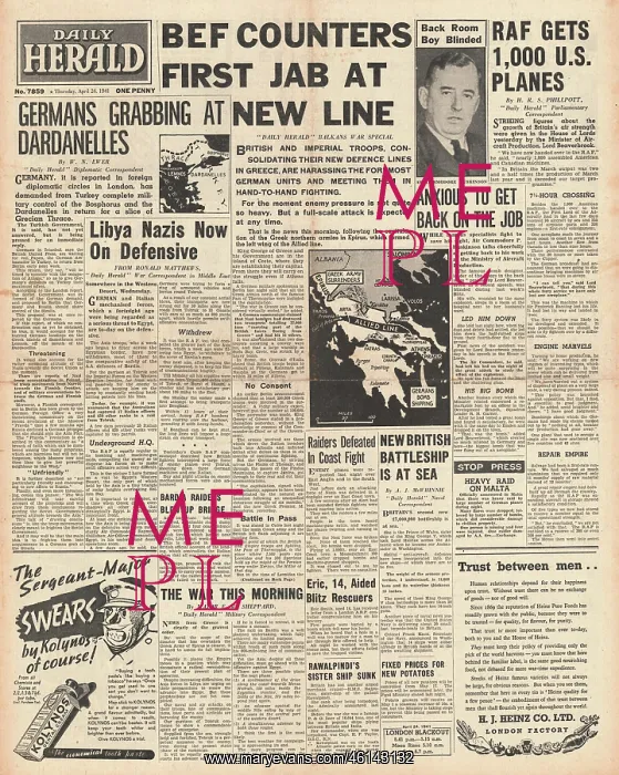 : 1941 Daily Herald Battle for Greece : 1941 Daily Herald Battle for Greece