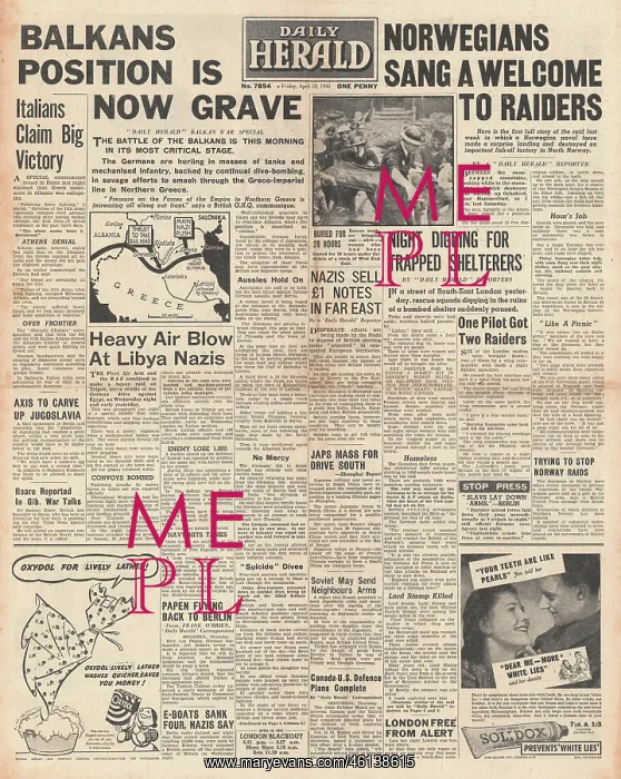 : 1941 Daily Herald Heavy fighting around Libya : 1941 Daily Herald Heavy fighting around Libya