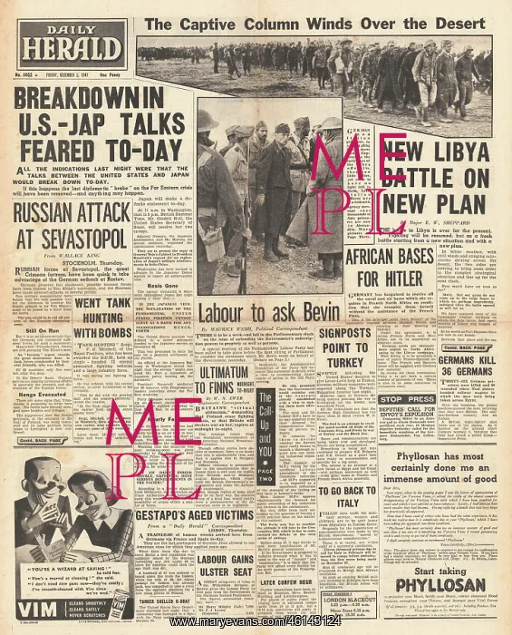 : 1941 Daily Herald US - Japan talks break down : 1941 Daily Herald US - Japan talks break down