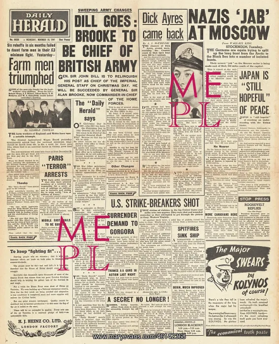 : 1941 Daily Herald Re-shuffle in high command of the British : 1941 Daily Herald Re-shuffle in high command of the British