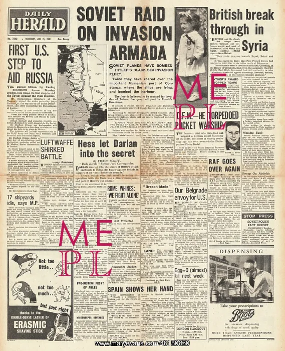 : 1941 Daily Herald Soviet Air Force bomb Constanza : 1941 Daily Herald Soviet Air Force bomb Constanza