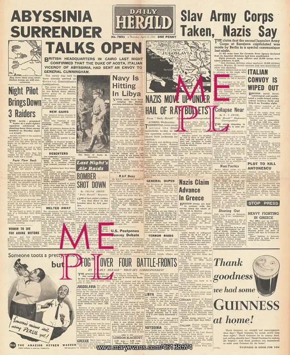 : 1941 Daily Herald Surrender talks in Abyssinia : 1941 Daily Herald Surrender talks in Abyssinia
