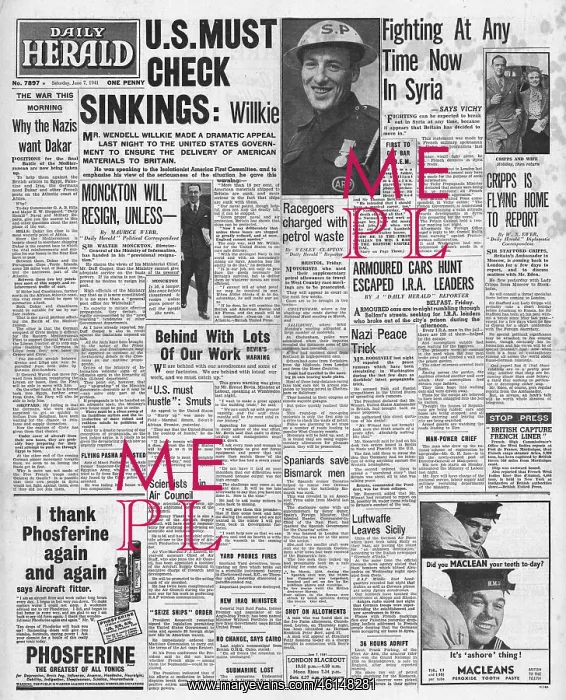 : 1941 Daily Herald USaid to Britain : 1941 Daily Herald USaid to Britain