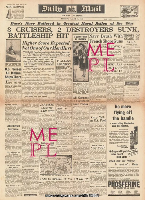  : 1941 Daily Mail Battle of Cape Matapan