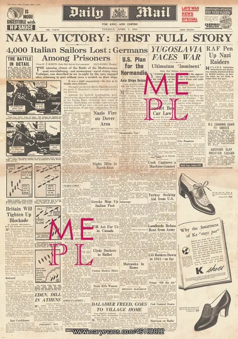 : 1941 Daily Mail Battle of Cape Matapan : 1941 Daily Mail Battle of Cape Matapan