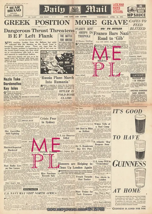 : 1941 Daily Mail Battle for Greece : 1941 Daily Mail Battle for Greece