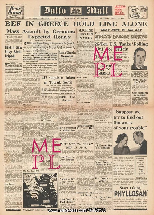 : 1941 Daily Mail Battle for Greece : 1941 Daily Mail Battle for Greece