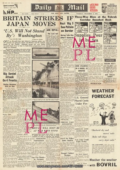 : 1941 Daily Mail Crisis in Far East : 1941 Daily Mail Crisis in Far East