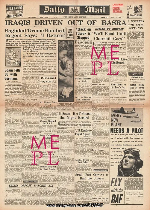 : 1941 Daily Mail Iraqis driven out of Basra : 1941 Daily Mail Iraqis driven out of Basra