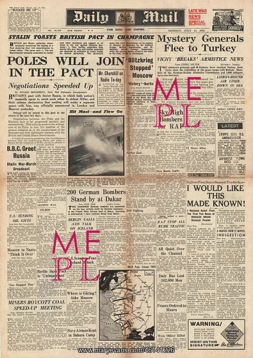 : 1941 Daily Mail Poland to join Soviet / Britain Pact : 1941 Daily Mail Poland to join Soviet / Britain Pact