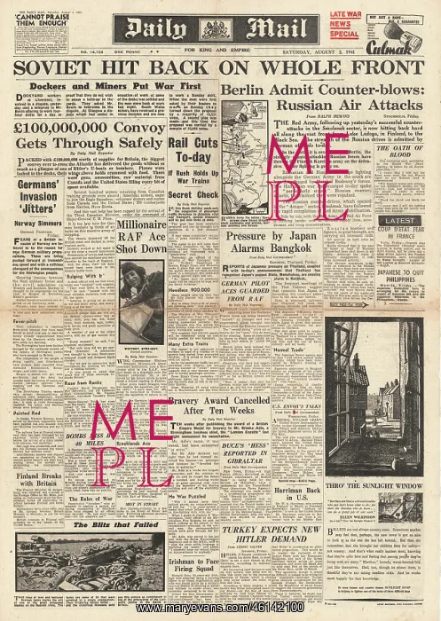 : 1941 Daily Mail Russian Counter Attack along Eastern Front : 1941 Daily Mail Russian Counter Attack along Eastern Front