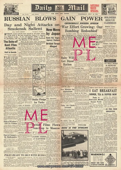 : 1941 Daily Mail Russian counter Attacks against German Force : 1941 Daily Mail Russian counter Attacks against German Force