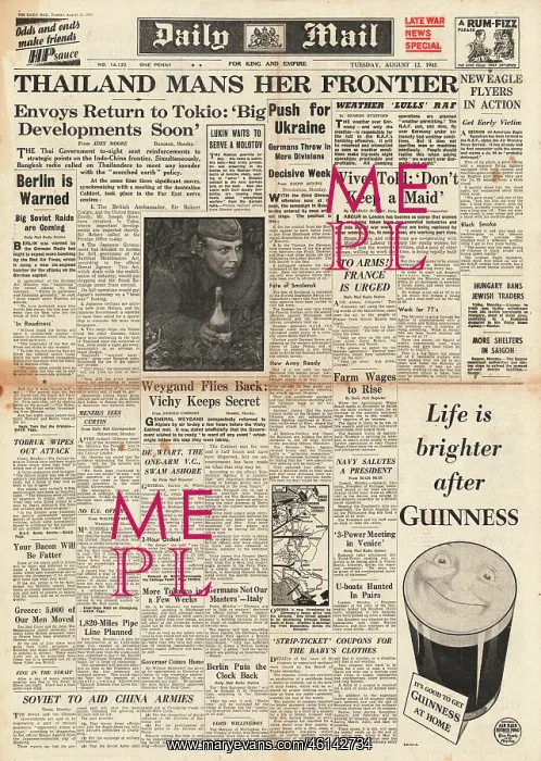 : 1941 Daily Mail Thailand mans her frontier : 1941 Daily Mail Thailand mans her frontier