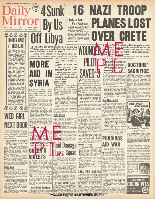 : 1941 Daily Mirror Battle for Crete : 1941 Daily Mirror Battle for Crete