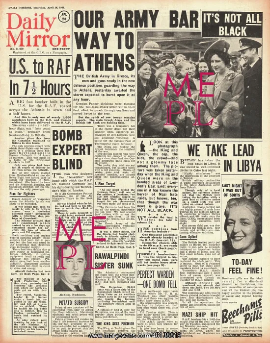 : 1941 Daily Mirror Battle for Greece : 1941 Daily Mirror Battle for Greece