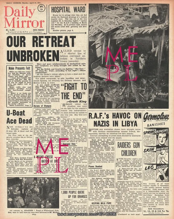 : 1941 Daily Mirror Battle for Greece : 1941 Daily Mirror Battle for Greece