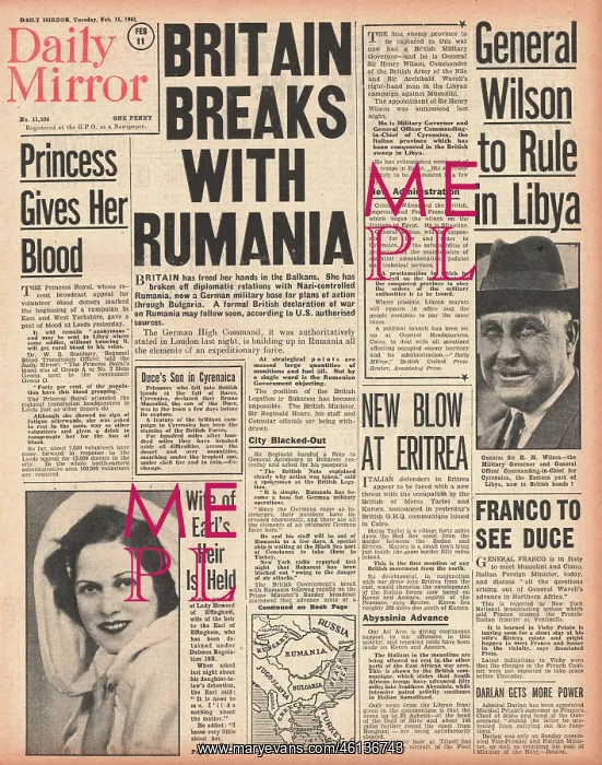 : 1941 Daily Mirror Britain breaks relations with Romania : 1941 Daily Mirror Britain breaks relations with Romania
