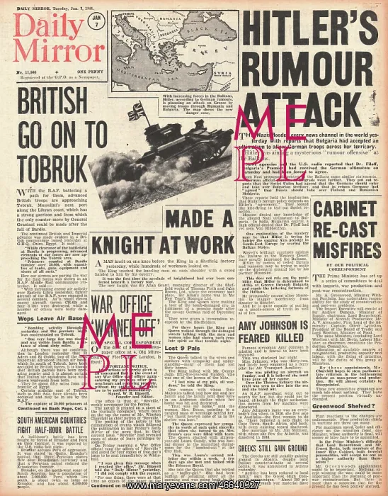 : 1941 Daily Mirror British Forces advance on Torbuk : 1941 Daily Mirror British Forces advance on Torbuk