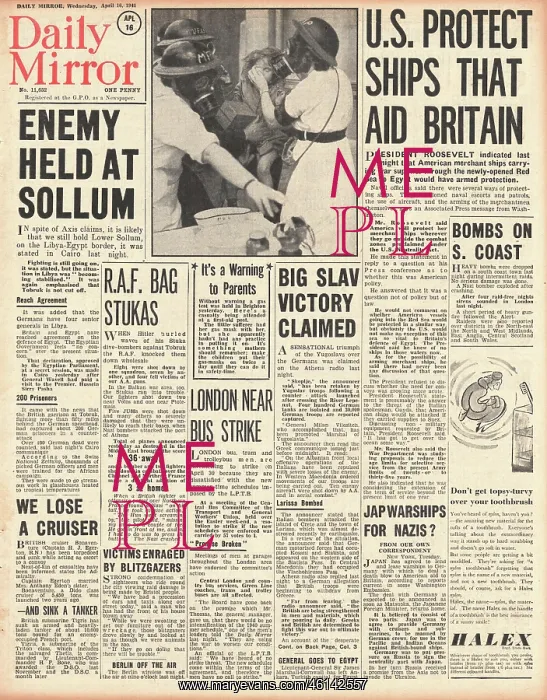 : 1941 Daily Mirror German forces held at Sollum : 1941 Daily Mirror German forces held at Sollum