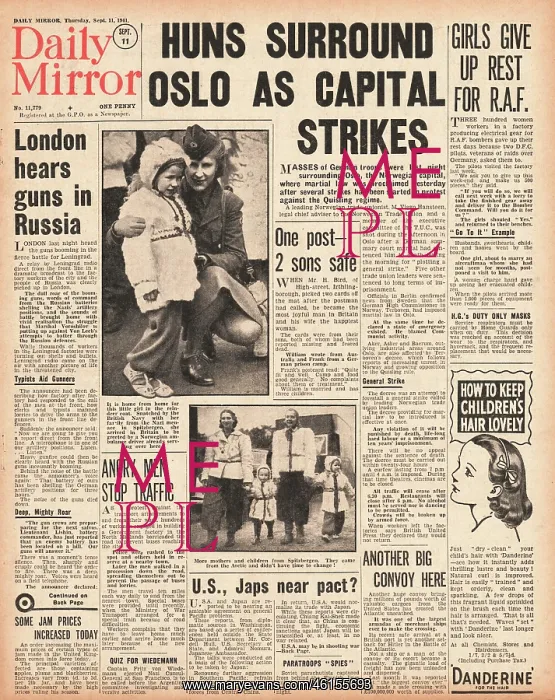 : 1941 Daily Mirror German Forces surround Oslo : 1941 Daily Mirror German Forces surround Oslo