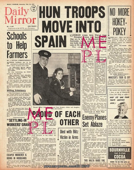 : 1941 Daily Mirror German Troops Move into Spain : 1941 Daily Mirror German Troops Move into Spain
