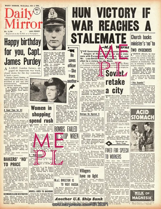 : 1941 Daily Mirror MP Warns of Stalemate in War : 1941 Daily Mirror MP Warns of Stalemate in War