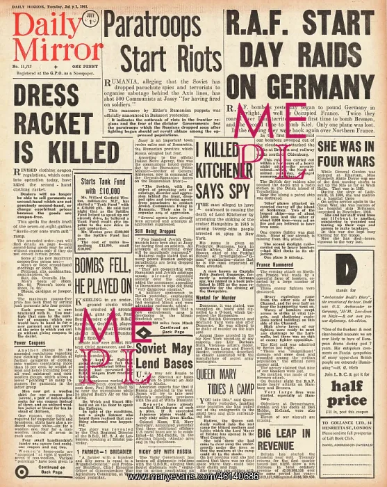 : 1941 Daily Mirror RAF Day Raids on Germany : 1941 Daily Mirror RAF Day Raids on Germany