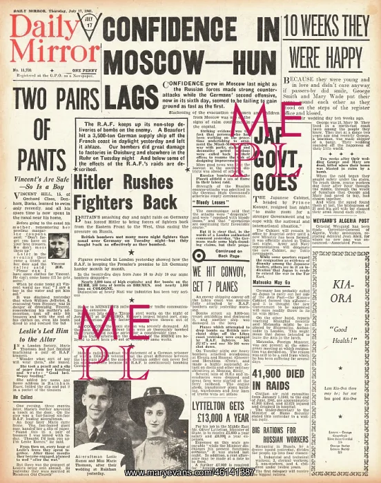 : 1941 Daily Mirror Russian Counter Attacks against german For : 1941 Daily Mirror Russian Counter Attacks against german For