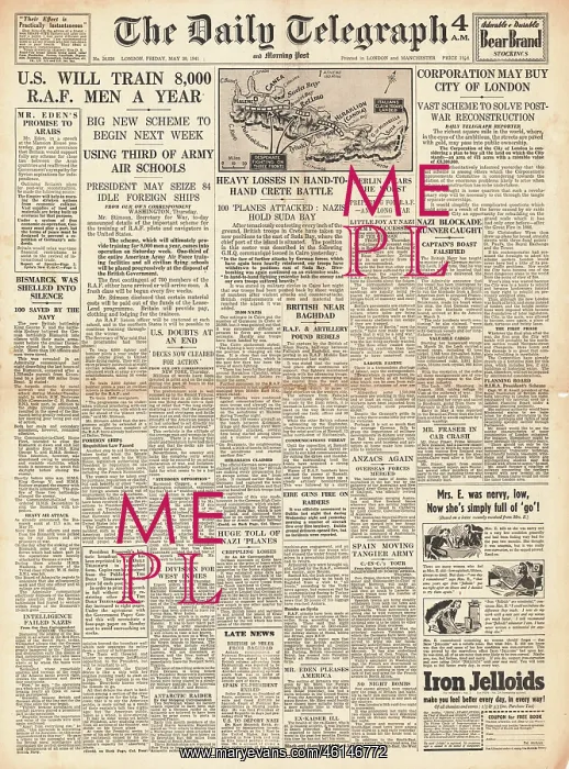 : 1941 Daily Telegraph Battle for Crete : 1941 Daily Telegraph Battle for Crete