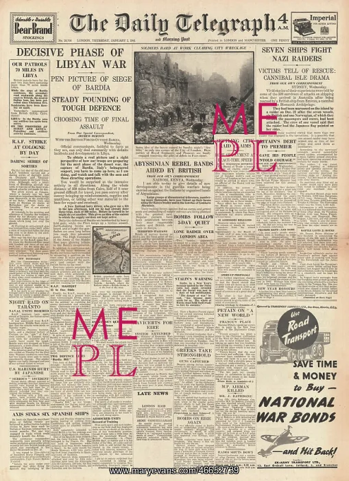 : 1941 Daily Telegraph Decisive phase of Libyan War : 1941 Daily Telegraph Decisive phase of Libyan War