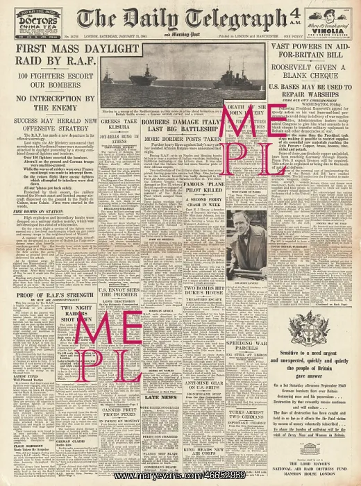 : 1941 Daily Telegraph First RAF mass daylight raid : 1941 Daily Telegraph First RAF mass daylight raid