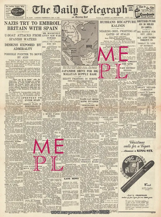 : 1941 Daily Telegraph Spanish Cargo ship sunk : 1941 Daily Telegraph Spanish Cargo ship sunk