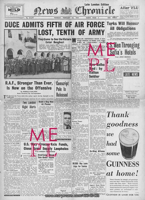 : 1941 News Chronicle Mussolini admits errors and heavy losses : 1941 News Chronicle Mussolini admits errors and heavy losses