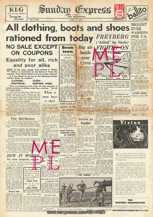: 1941 Sunday Express Rationing of clothes : 1941 Sunday Express Rationing of clothes