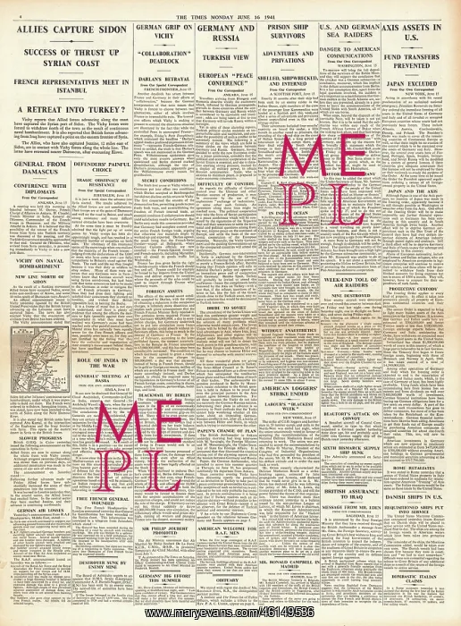  : 1941 The Times British Forces capture Sidon