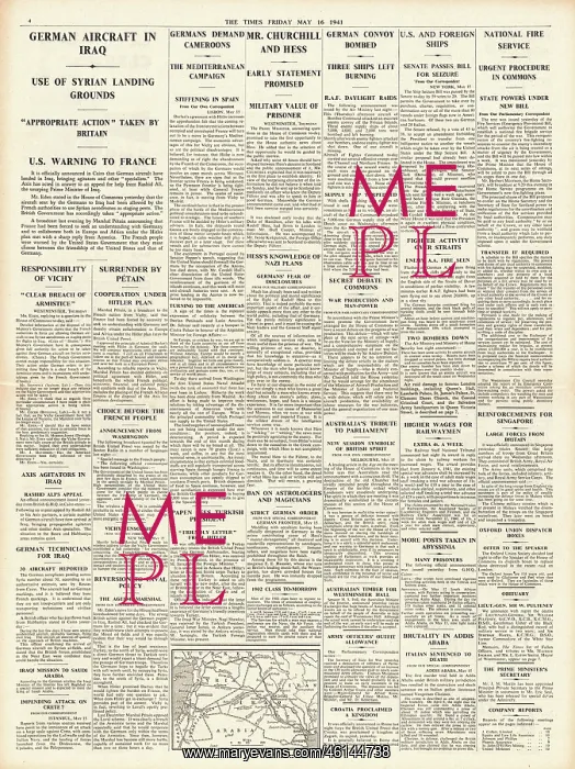 : 1941 The Times General War News : 1941 The Times General War News