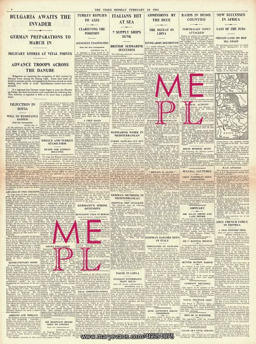 : 1941 The Times German Forces invade Bulgaria : 1941 The Times German Forces invade Bulgaria