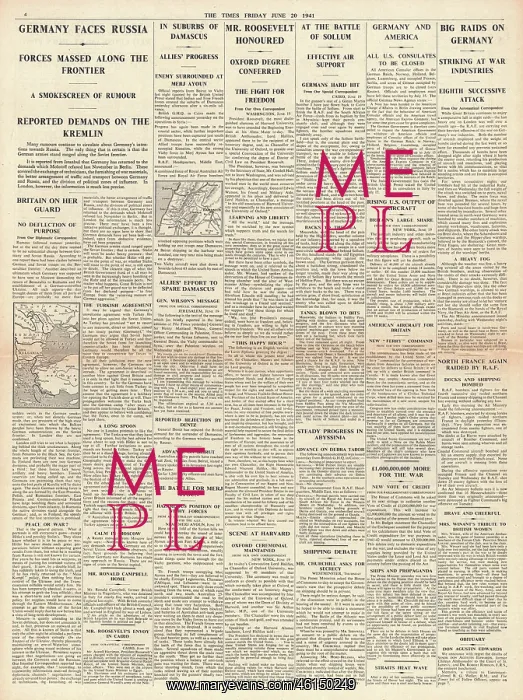 : 1941 The Times German Forces mass on Russian Frontier : 1941 The Times German Forces mass on Russian Frontier