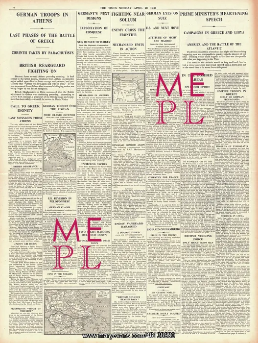 : 1941 The Times German Forces occupy Athens : 1941 The Times German Forces occupy Athens
