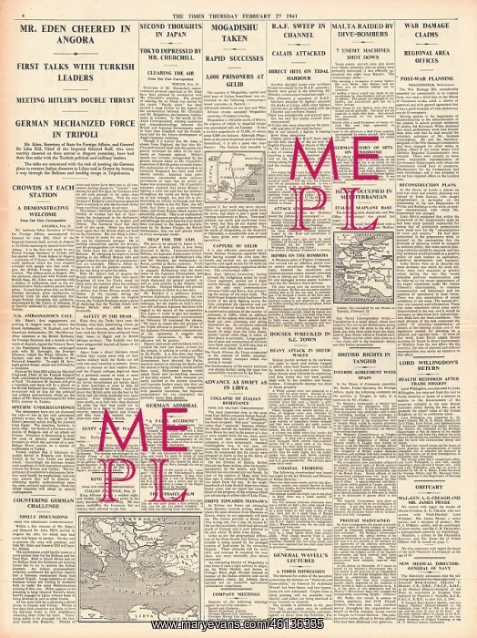 : 1941 The Times Imperial Forces capture Mogadishu : 1941 The Times Imperial Forces capture Mogadishu