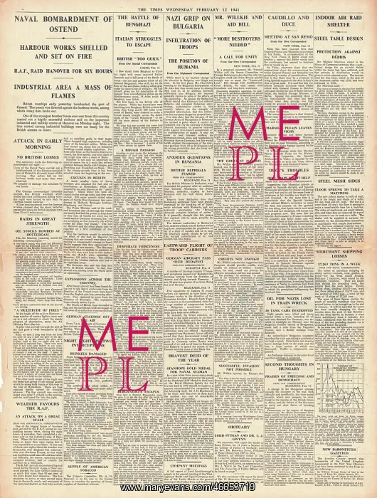 : 1941 The Times RAF Bomb Ostend : 1941 The Times RAF Bomb Ostend