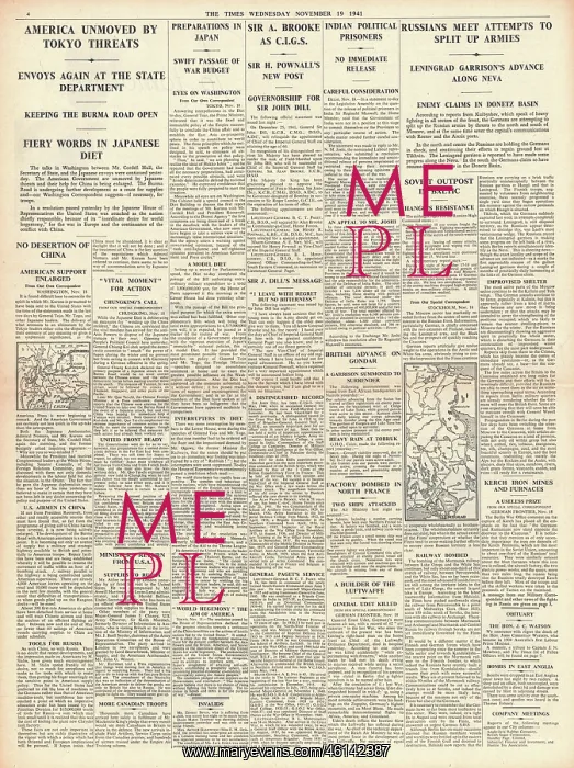 : 1941 The Times Re-shuffle in high command of the British Arm : 1941 The Times Re-shuffle in high command of the British Arm