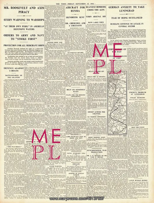 : 1941 The Times Roosevelt Speech on Battle of the Atlantic : 1941 The Times Roosevelt Speech on Battle of the Atlantic