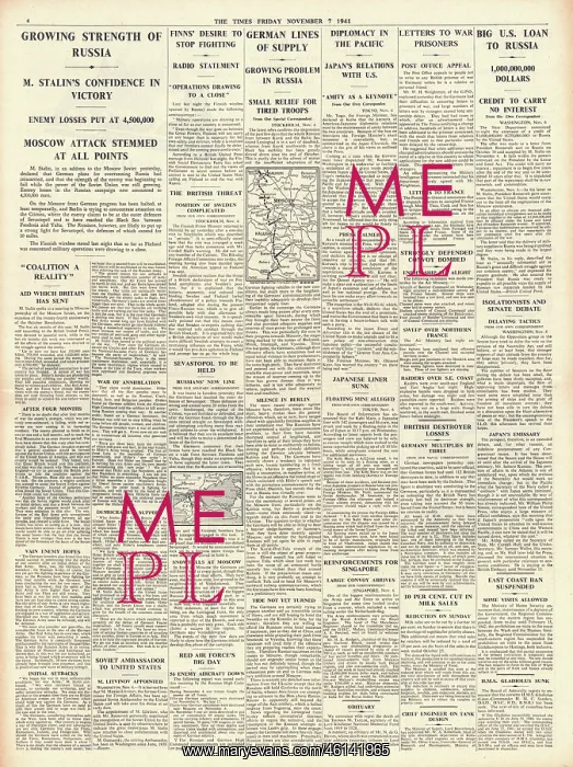 : 1941 The Times Stalin confident of Victory : 1941 The Times Stalin confident of Victory