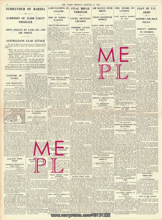 : 1941 The Times Surrender of Bardia to Allied Forces : 1941 The Times Surrender of Bardia to Allied Forces