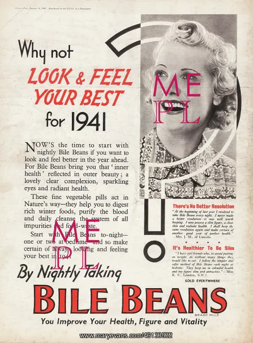 : 1941 UK Magazine Bile Beans Advert : 1941 UK Magazine Bile Beans Advert