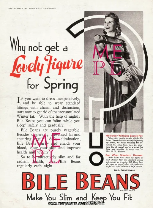 : 1941 UK Magazine Bile Beans Advert : 1941 UK Magazine Bile Beans Advert