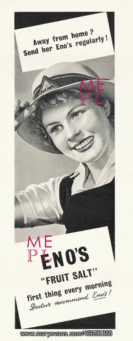 : 1941 UK Magazine Eno's Fruit Salt Advert : 1941 UK Magazine Eno's Fruit Salt Advert