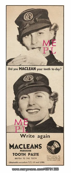 : 1941 UK Magazine Macleans Toothpaste Advert : 1941 UK Magazine Macleans Toothpaste Advert
